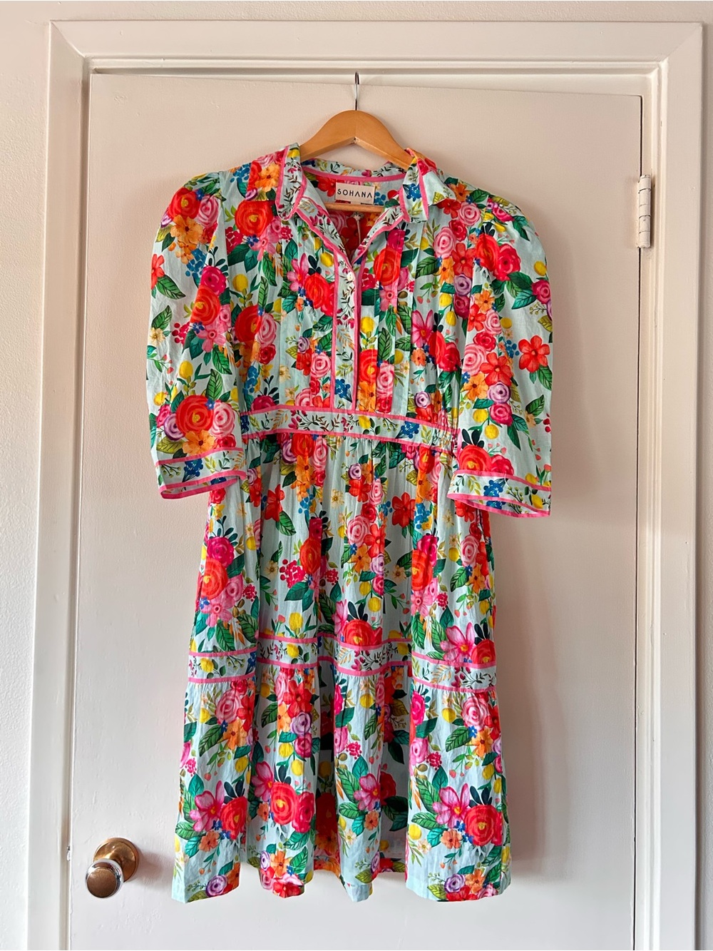 Sohana Floral Midi Dress in Aqua Multicolor Brand New With Tags!